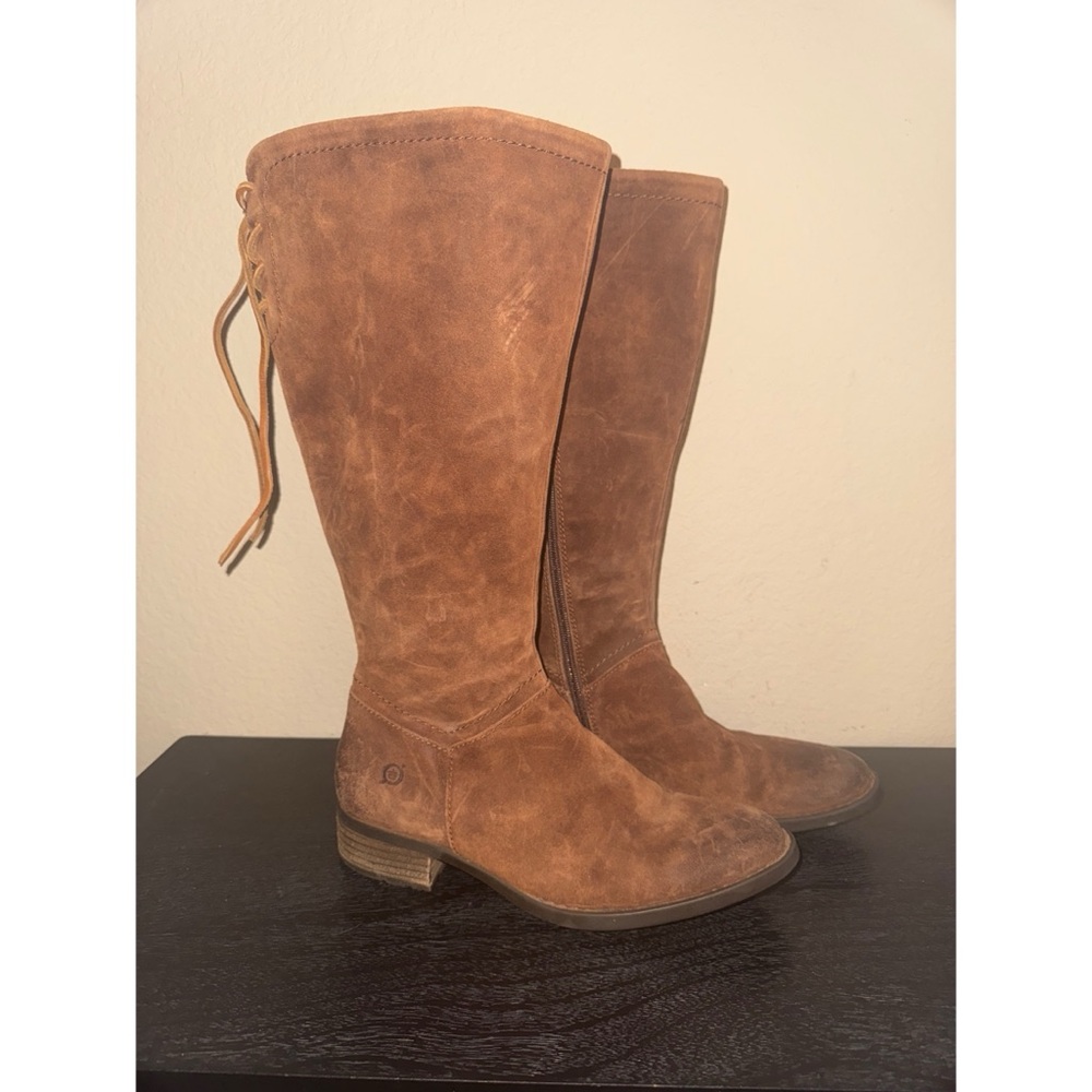 Born Hayden High Boots Suede Leather in Rust Tobacco Size‎ 9.5 Wide Calf